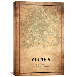 Vienna Vintage Map Canvas Art Clock Canvas