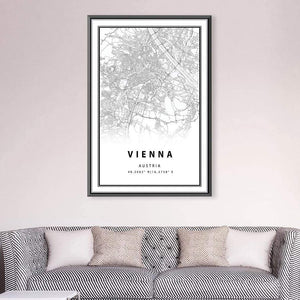 Vienna White Map Canvas Art Clock Canvas