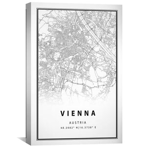 Vienna White Map Canvas Art Clock Canvas