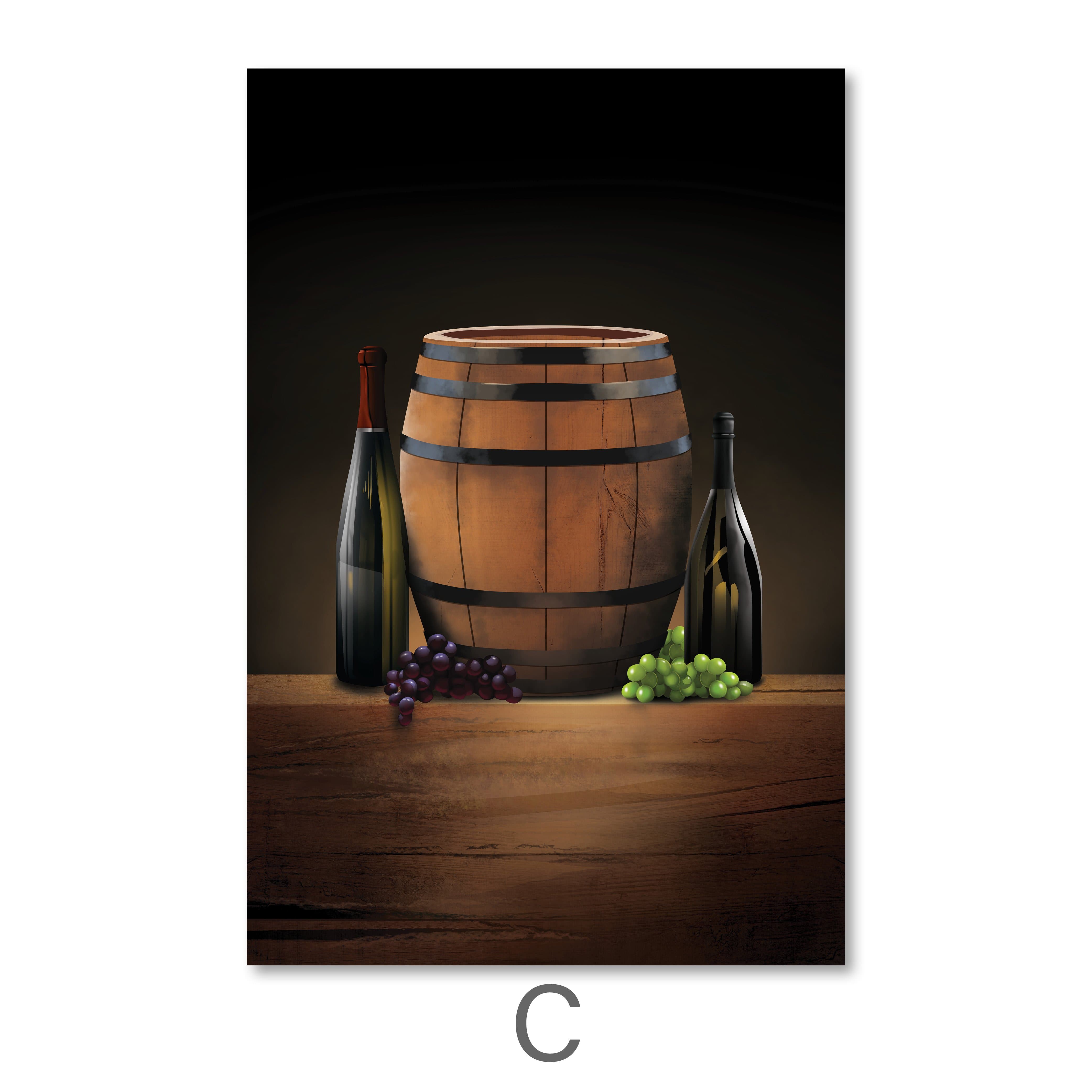Vintage Wine Canvas Art C / 40 x 50cm / No Board - Canvas Print Only Clock Canvas