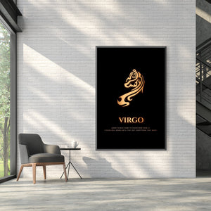 Virgo - Gold Clock Canvas