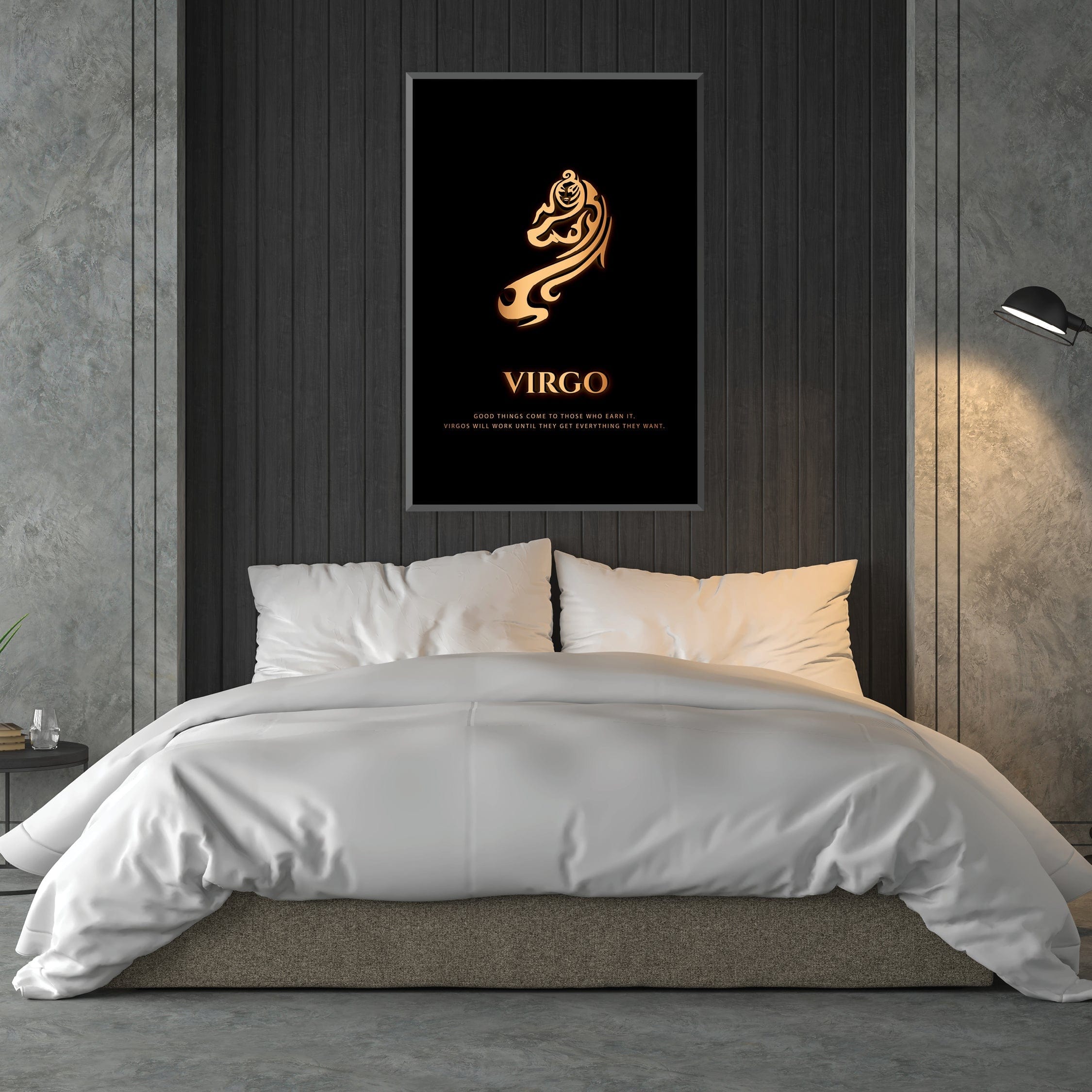 Virgo - Gold Clock Canvas