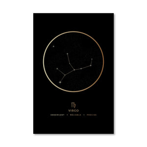 Virgo Traits Gold Canvas Art 40 x 50cm / No Board - Canvas Print Only Clock Canvas