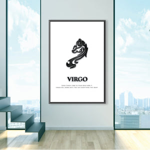 Virgo - White Clock Canvas