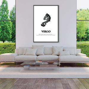 Virgo - White Clock Canvas