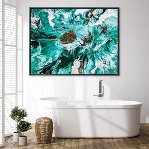 Viridian Splashes Canvas Art 45 x 30cm / Unframed Canvas Print Clock Canvas
