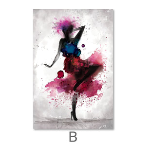 Watercolor Ballerina Canvas Art B / 40 x 60cm / Unframed Canvas Print Clock Canvas
