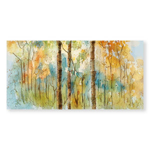 Watercolor Forest Canvas Art Clock Canvas