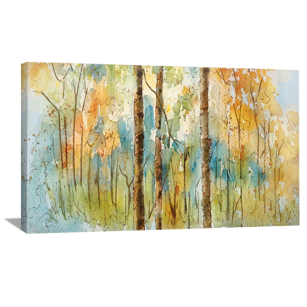 Watercolor Forest Canvas Art Clock Canvas