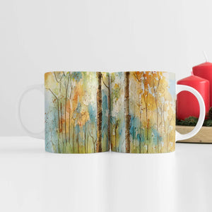 Watercolor Forest Mug Mug White Clock Canvas