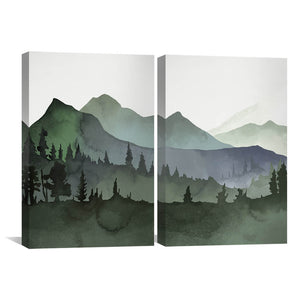 Watercolor Landscape Canvas Art Set of 2 / 30 x 45cm / Unframed Canvas Print Clock Canvas