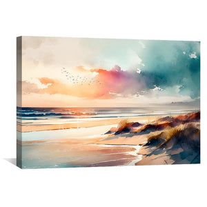 Watercolor Shores Canvas Art Clock Canvas