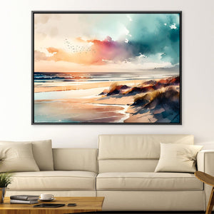 Watercolor Shores Canvas Art Clock Canvas
