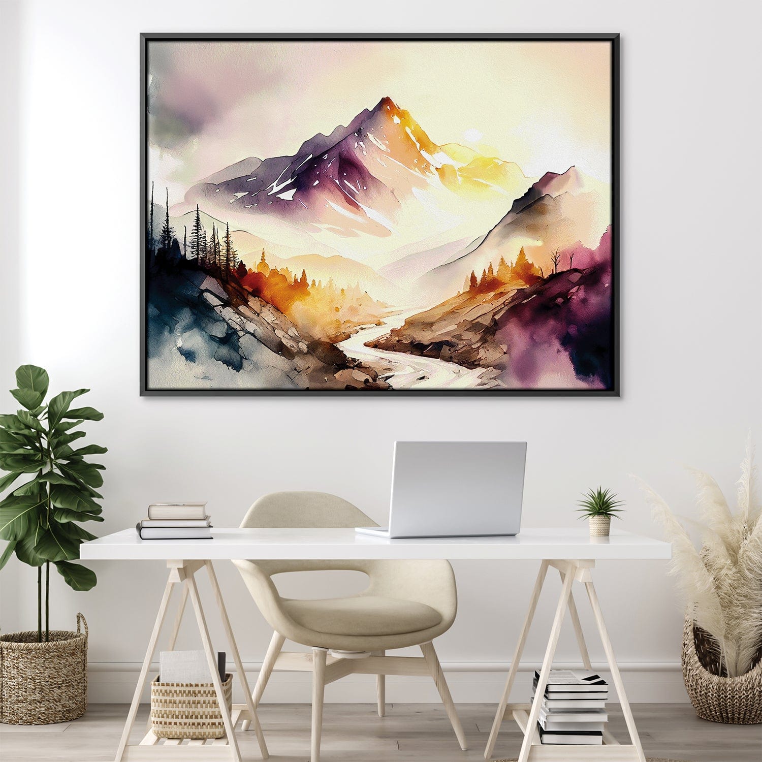 Watercolor Terrain Canvas Art Clock Canvas