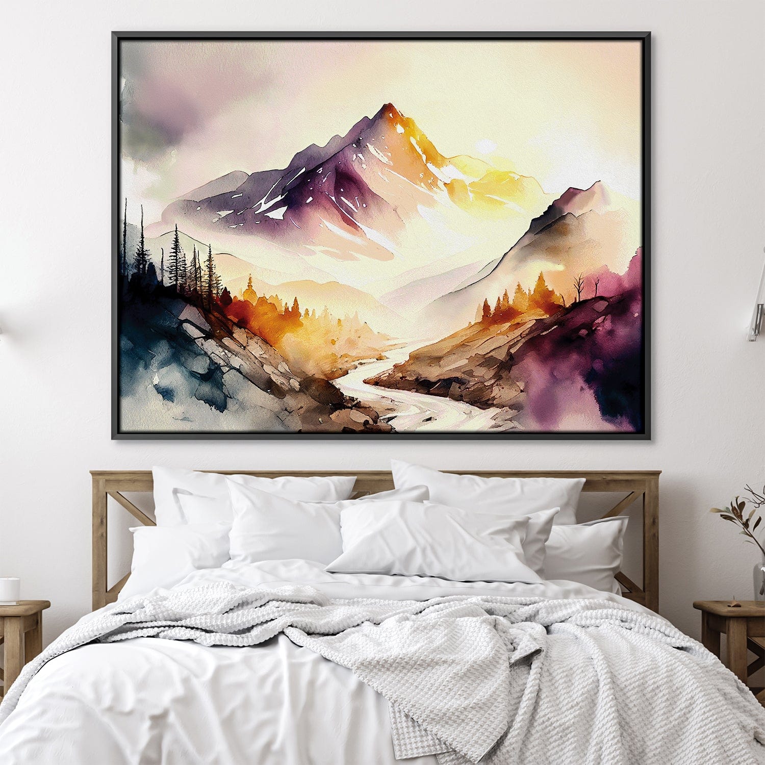 Watercolor Terrain Canvas Art Clock Canvas