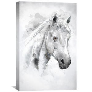 White Bronco Canvas Art Clock Canvas