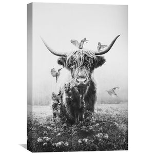White Highlander Canvas Art Clock Canvas