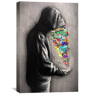 White Noise Graffiti Canvas Art Clock Canvas