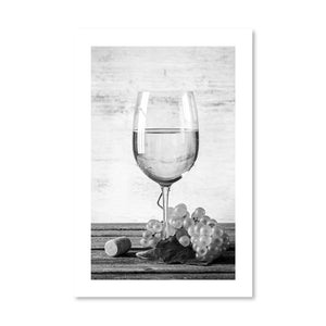 White Wine Print Art Clock Canvas