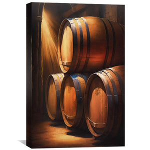 Wine Barrels Canvas Art Clock Canvas