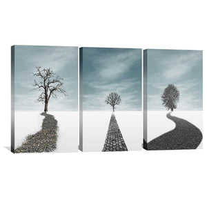 Winter Forest Canvas Art Set of 3 / 40 x 60cm / Unframed Canvas Print Clock Canvas