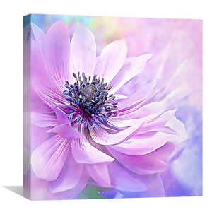Wispy Purple Anemone Canvas Art Clock Canvas