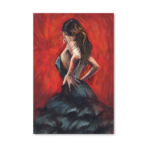 Woman in Black Canvas Art Clock Canvas