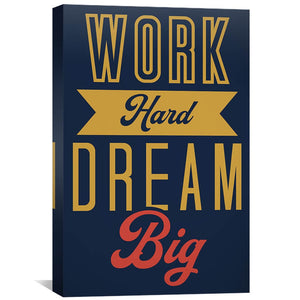 Work Hard Canvas Art 30 x 45cm / Unframed Canvas Print Clock Canvas