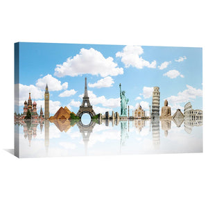 World Wonders Canvas Art Clock Canvas