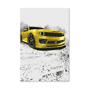 Yellow Camaro Canvas Art Clock Canvas