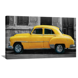 Yellow Classic Canvas Art 50 x 25cm / Unframed Canvas Print Clock Canvas