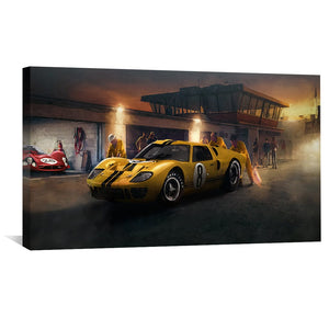 Yellow Racer Canvas Art Clock Canvas