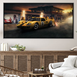 Yellow Racer Canvas Art Clock Canvas