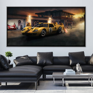 Yellow Racer Canvas Art Clock Canvas