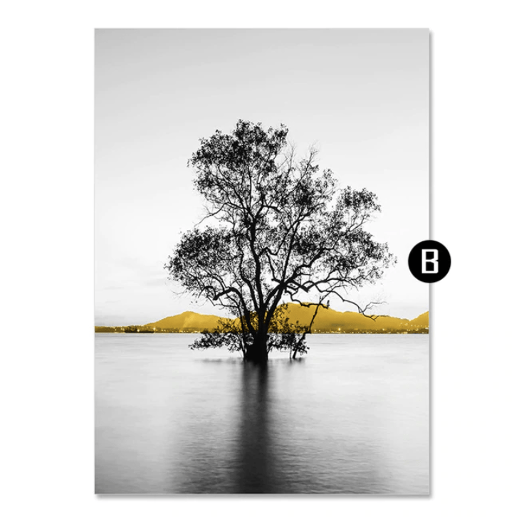 Yellow Splash Canvas Art B / 40 x 60cm / Unframed Canvas Print Clock Canvas
