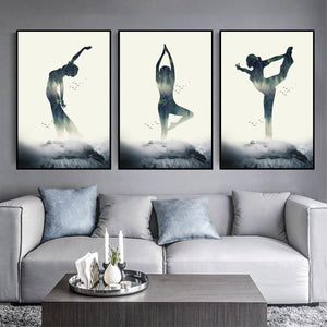 Yoga Abstract Canvas Art Clock Canvas