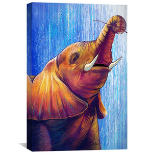 Young Elephant Canvas Art Clock Canvas