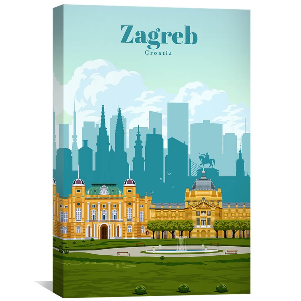 Zagreb Canvas - Studio 324 Art 30 x 45cm / Unframed Canvas Print Clock Canvas