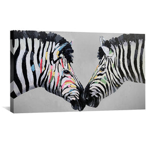 Zebra Love Oil Painting Oil Clock Canvas