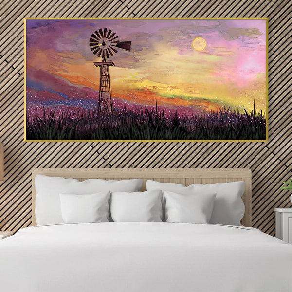 Windmills at Twilight Canvas