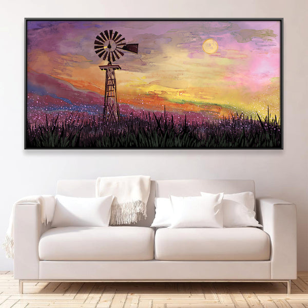 Windmills at Twilight Canvas