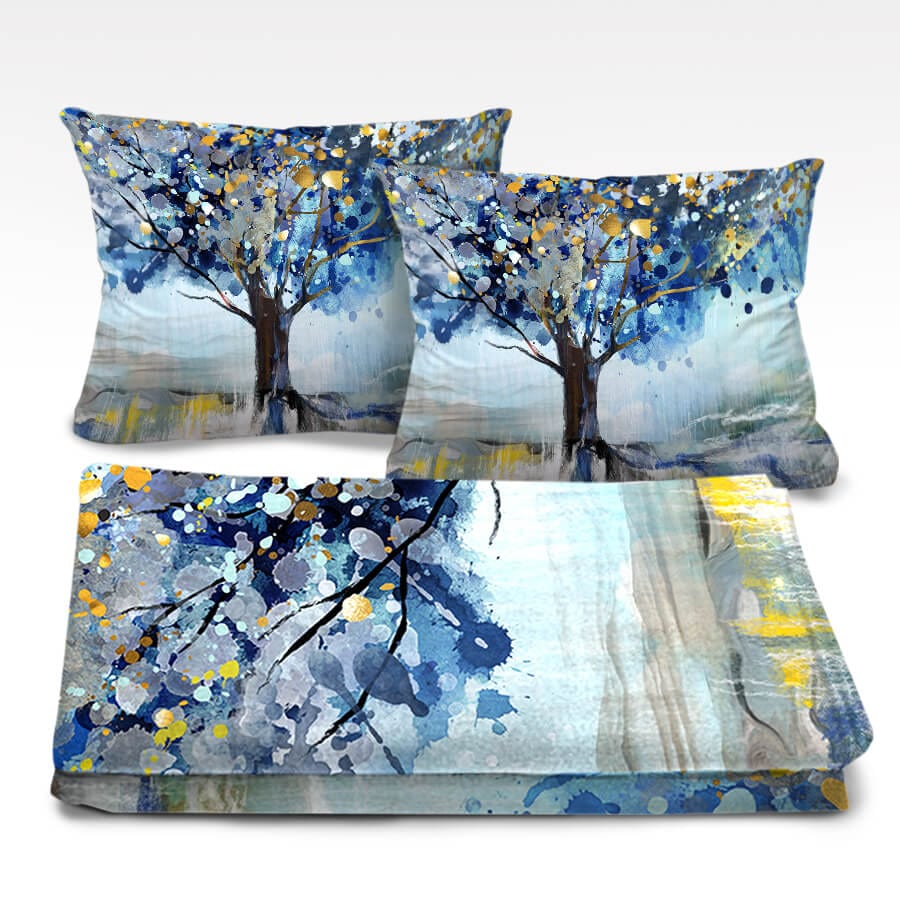 Abstract Cedar Dream Home Bundle Bundle 2 Cushions & 1 Blanket Clock Canvas