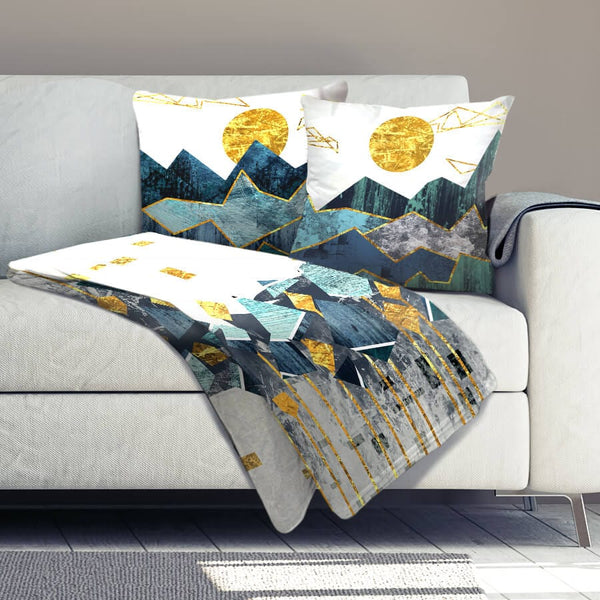 Abstract Mountain Dream Home Bundle Bundle 2 Cushions & 1 Blanket Clock Canvas