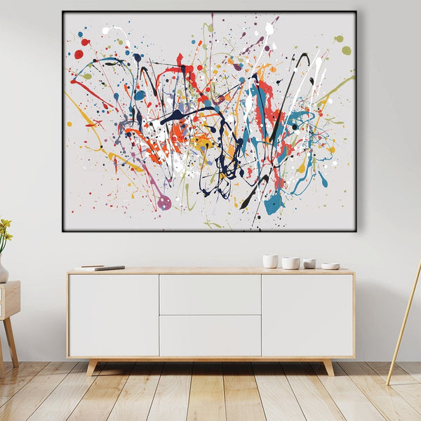 Abstract Splatter Easy Build Frame Art Easy Build Frame & Fabric Print / 40 x 30in Clock Canvas