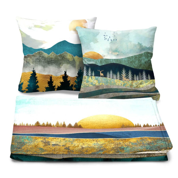 Abstract Sunsets Dream Home Bundle Bundle 2 Cushions & 1 Blanket Clock Canvas