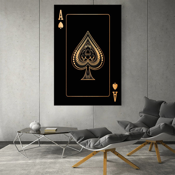 Ace Of Spades Gold Easy Build Frame Art Clock Canvas