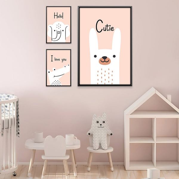 Adorable Greetings Canvas Art Set of 3 / 12 x 18in / Canvas Clock Canvas