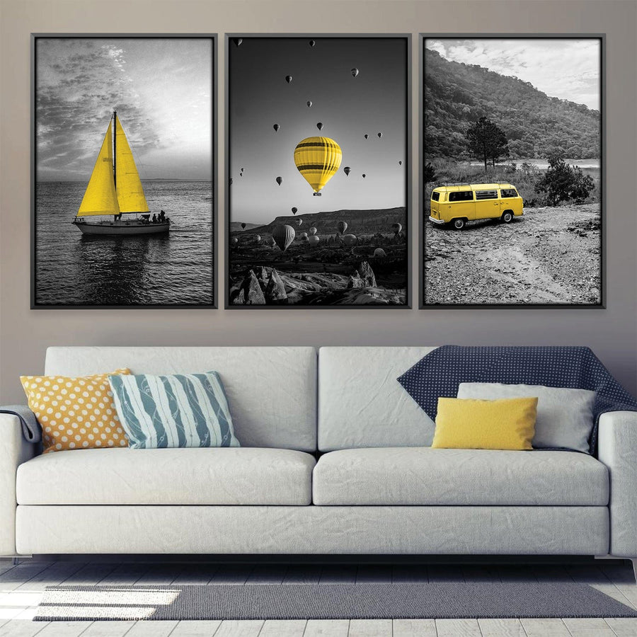 Adventure Yellow Canvas Art Clock Canvas