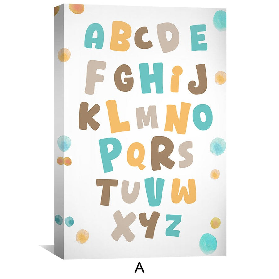 Alphabets Numbers and Whiskers Canvas Art A / 12 x 18in / Canvas Clock Canvas
