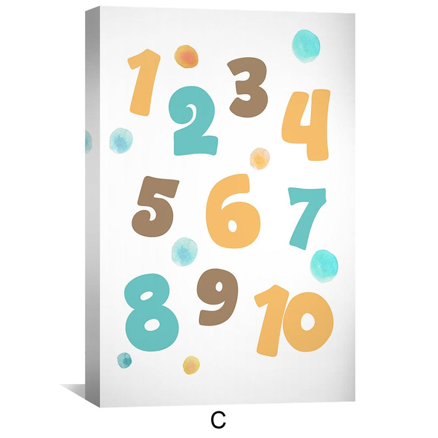 Alphabets Numbers and Whiskers Canvas Art C / 12 x 18in / Canvas Clock Canvas